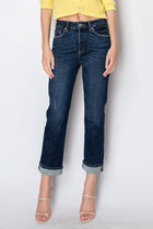 Jeni Tummy Control Cuffed Straight Leg Jeans - Dark Wash