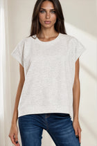 Ultra Soft Round Neck Short Sleeve Top - Heather Grey