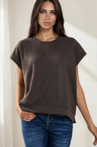 Ultra Soft Round Neck Short Sleeve Top - Black