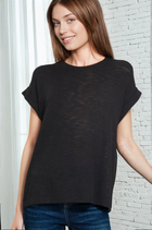 Capped Sleeve Slub Tee - Black