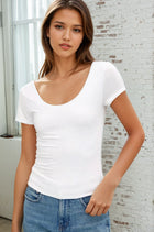 Scoop Neck Cap Sleeve Tee - Off White