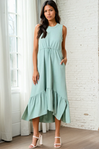 Drawcord Waist French Terry Midi Dress