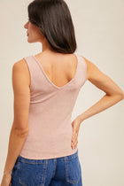 Lace Trim V-Neck Tank - Dusty Rose