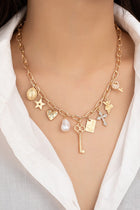 Multi Charm Necklace - Key, Heart, Star, Stone