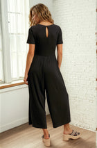 Square Neck Short Sleeve Knit Jumpsuit