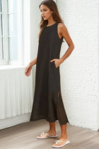 Side Slit Midi Dress - Black