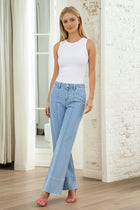 Aurora High Rise Seam Detail Wide Leg Jeans