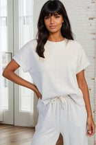 Soft Knit Short Sleeve Top - Silver Grey