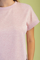 Soft Knit Short Sleeve Top - Light Pink