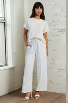 Wide Leg Elastic Waist Knit Pants - Silver Grey