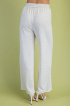Wide Leg Elastic Waist Knit Pants - Silver Grey
