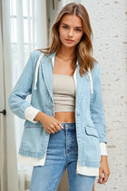 Denim Blazer with Hoodie Lining