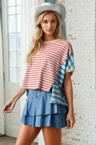 Mixed Stripe Cropped Tee
