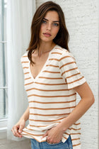 Relaxed Fit Stripe Tee - Toffee