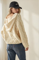Fuzzy Knit Hoodie Button Down Cardigan