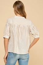 Striped Puff Sleeve Blouse