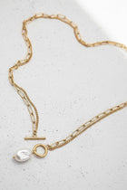 Pearl Drop Charm Toggle Necklace