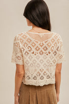 Crochet Knit Short Sleeve Top