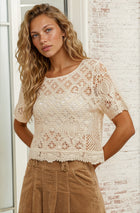 Crochet Knit Short Sleeve Top