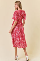 Floral V-Neck Smocked Waist Midi Dress