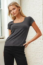 Ultra Soft Ribbed Knit Tee - Charcoal