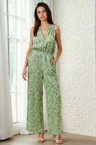 Chain Print Button Front Jumpsuit