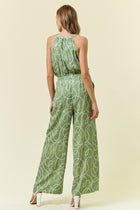 Chain Print Button Front Jumpsuit