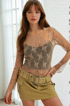 Lace Long Sleeve With Thumb Holes - Dusty Olive