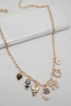 Heart Flower Bow Porcelain Charm Necklace