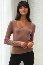 Scoop Long Sleeve Tee - Brown