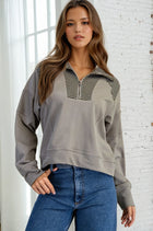 Textured Half Zip Sweatshirt