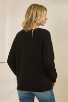 Round Scoop Neck Knit Long Sleeve Top