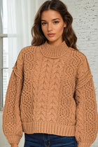 Cable Knit Sweater - Deep Camel