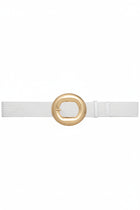 Woven Round Buckle Belt - White