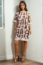 Geometric Sweater Dress - Brown