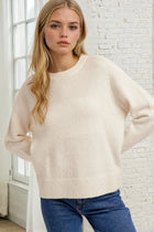 Relaxed Crew Neck Sweater - White