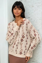 Floral Jacquard Sweater - Tan