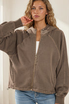 Fleece Zip Up Hoodie W Pockets - Espresso