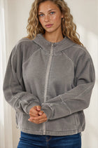 Fleece Zip Up Hoodie W Pockets - Ash Black