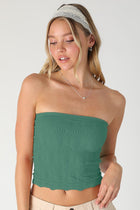 Lace Textured Tube Top - Dusty Teal