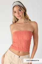 Lace Textured Tube Top - Terracotta