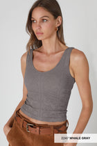 Reversible Lace Crop Tank - Gray