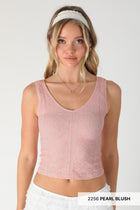 Reversible Lace Crop Tank - Pearl Blush