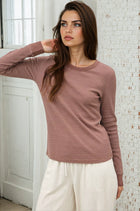 Stitch Thermal Crew Top - Brown