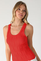 Textured Lace Tank - Red