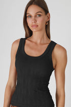 Textured Lace Tank - Black