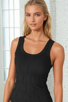 Textured Lace Tank - Black