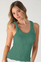 Textured Lace Tank - Dusty Teal
