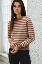 Classic Stripe Cropped Sweater - Brown