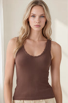 Reversible Scallop Edge Tank Top - French Roast